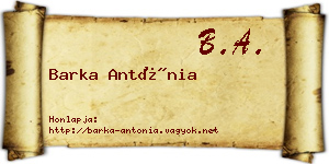Barka Antónia névjegykártya